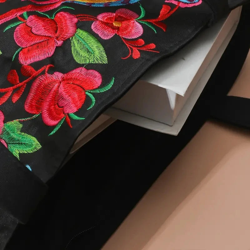 Ethnic Phoenix Embroidered Women's Shoulder Bag Receptor Canvas Casual