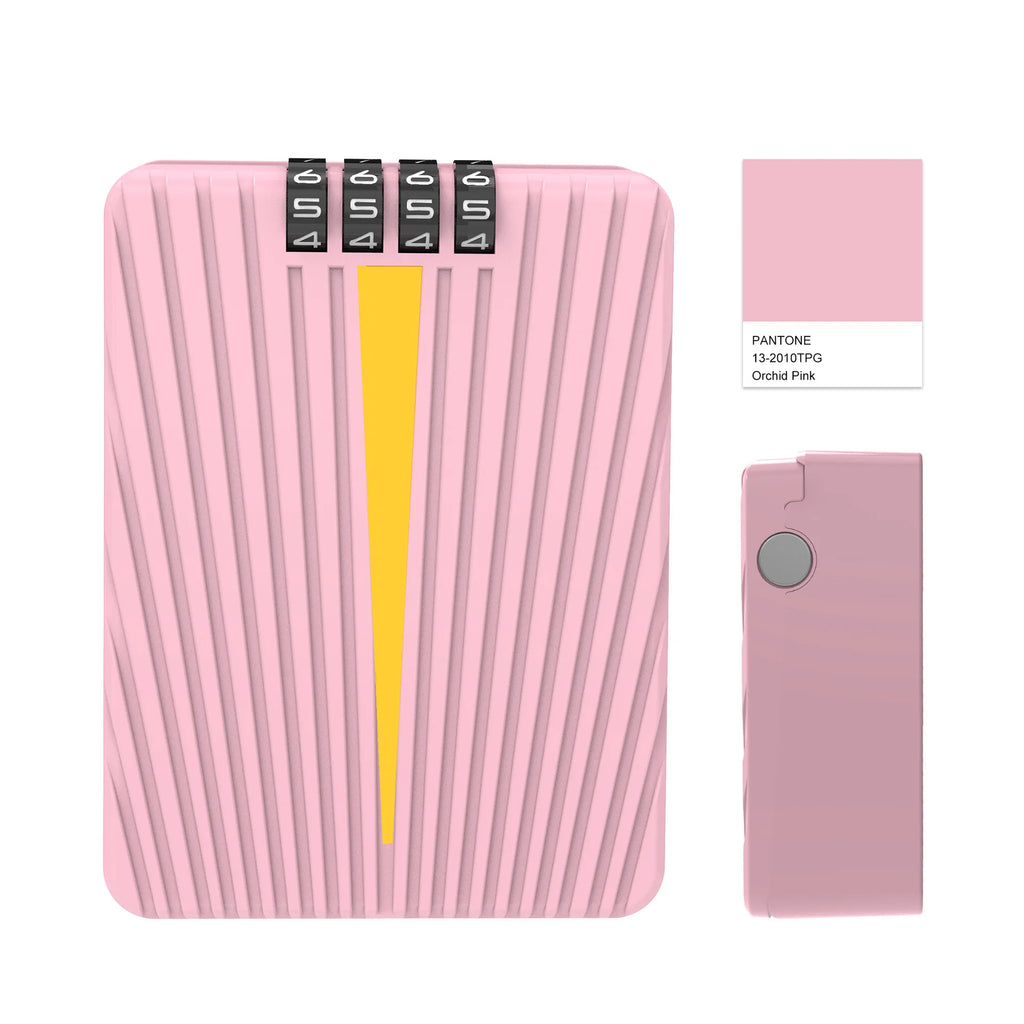 Creative Color Wall Mounted Key Safe Box 4-digit Code Lock Password Plastic Money Safe Storage Box For Home Office Student Desk Vue Pink
