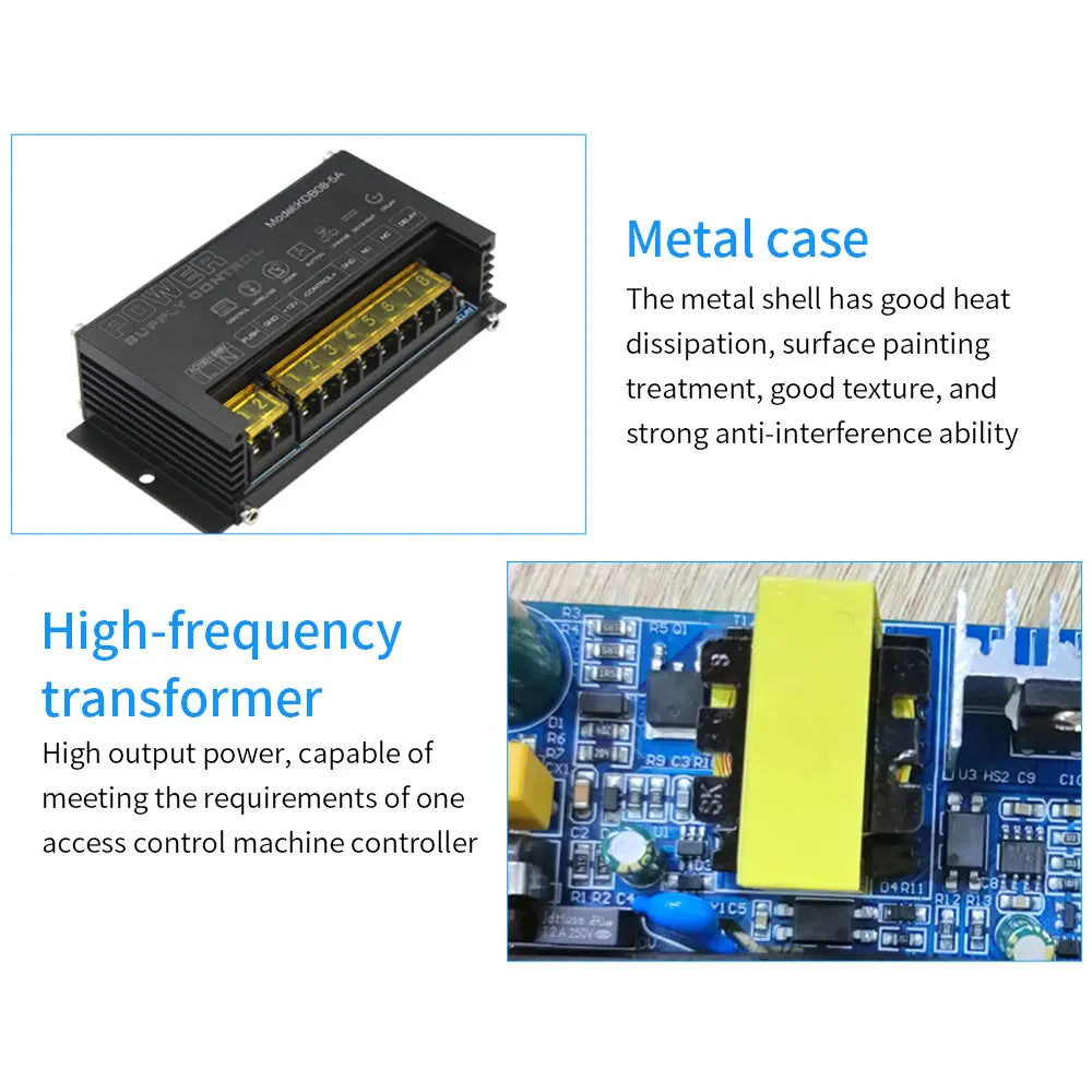 DC 12V Door Access Control system Relay Switch Power Supply Controller 5A AC 100~245V for RFID Fingerprint Access Control Device Vue