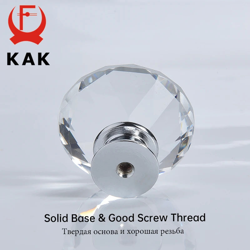 KAK Gold Diamond Crystal Glass Cabinet Knobs and Handles Cupboard Door Pulls Zinc Alloy Kitchen Handle Furniture Door Hardware Vue