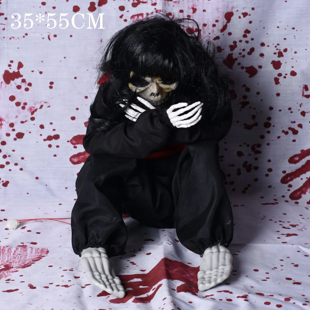 Ghostly Crying Vibrating Figure Halloween Decoration Prank for Bar KTV Escape Room Asylum Scary Party Prop Supply Vue Black