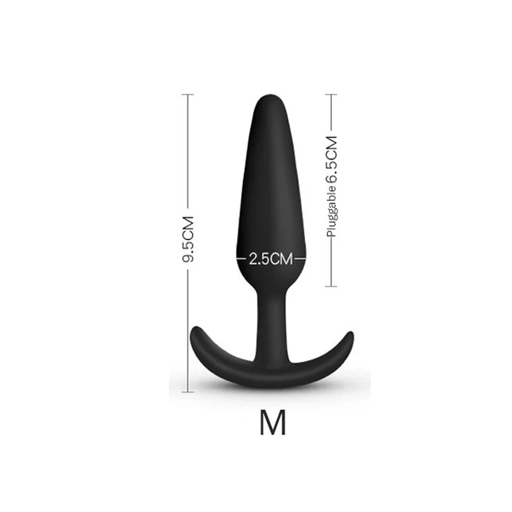 3 Sizes Soft Silicone Back Intimate Trainer Plug External Prostate Massage Progressive Training Toy for Adult Men Women Over 18 Vue M