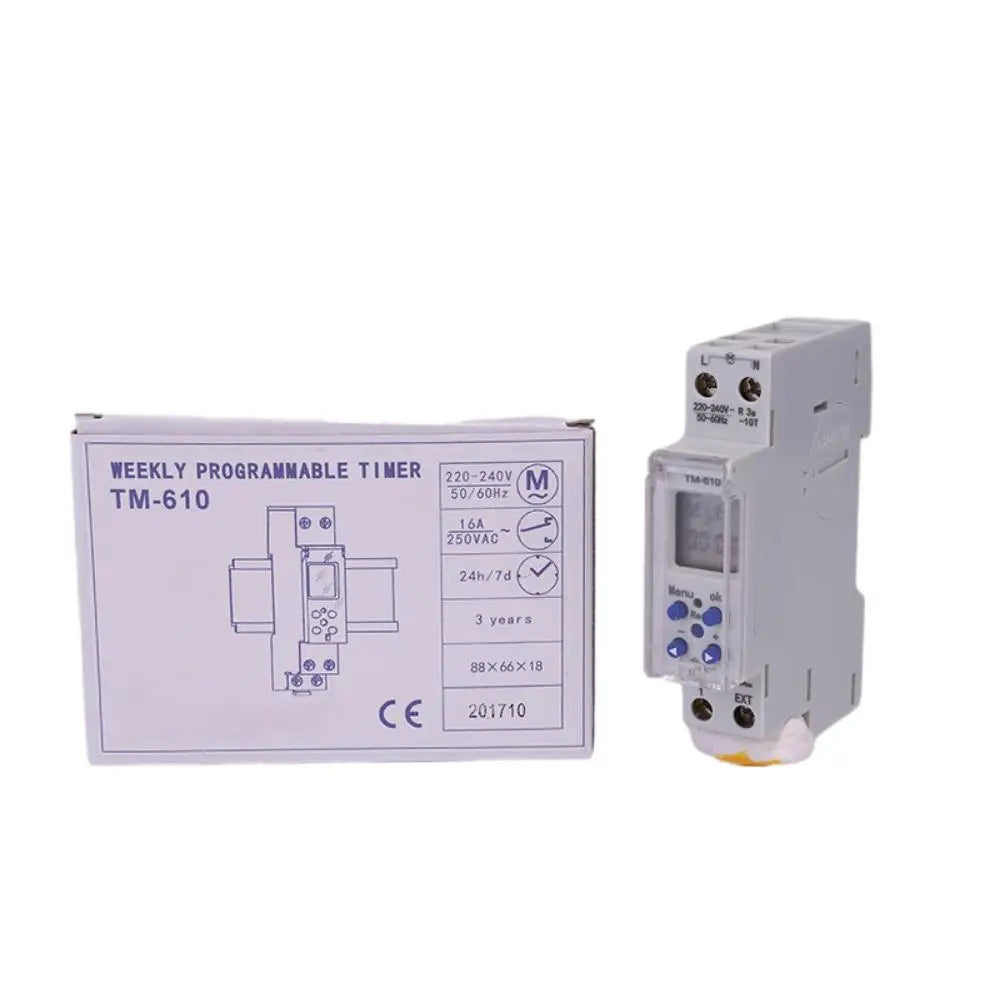 TM610 Programmable Timer 220V-240V 50/60Hz Output Separate Control 7 Days Weekly Programmable Timer Switch Din Rail Installation Vue