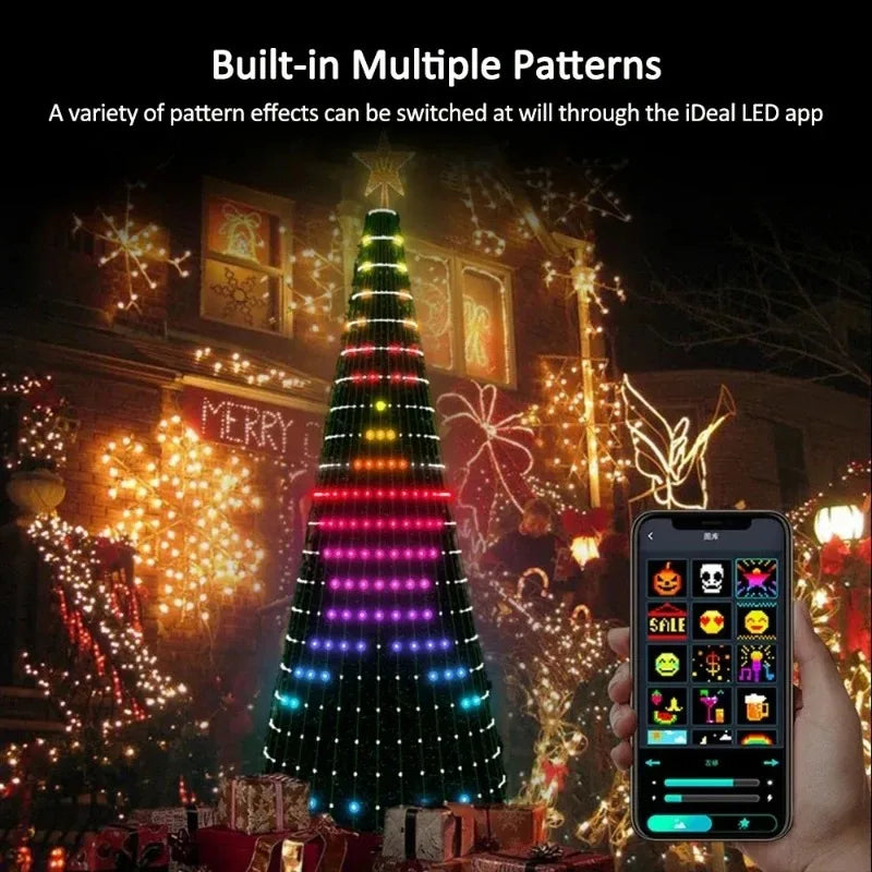 Christmas Star Tree Lights RGB LED, Bluetooth APP Controlled Fairy Lights with Remote Control Timer for Xmas Home Decoration Vue