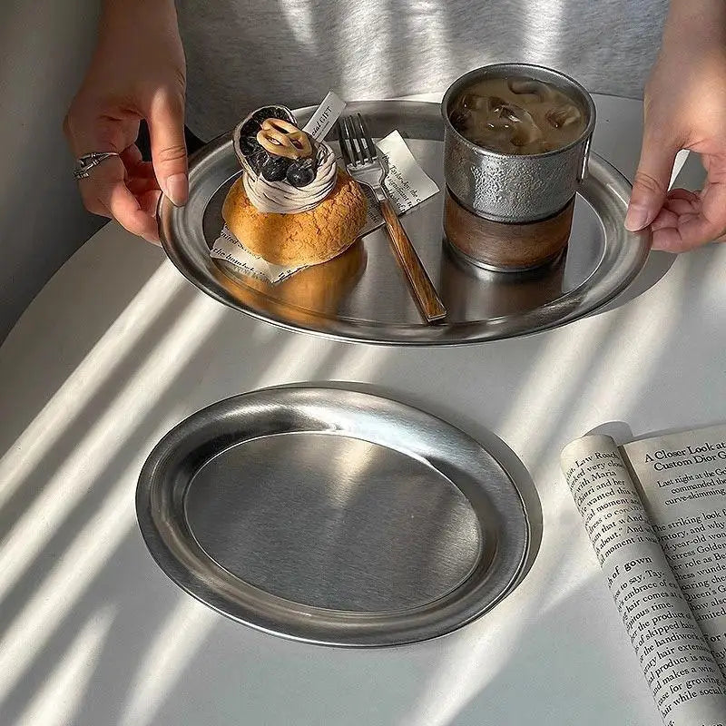 Stainless Steel Oval Fish Plates Household Food Dinner Steamed