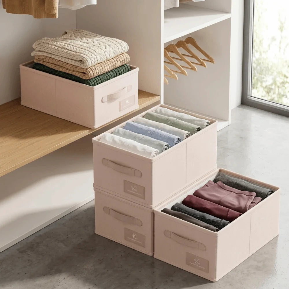 Folding Clothes Storage Box Space Saving Large Capacity Jeans Storage Box Waterproof Sweater Storage Cabinets Home Use Vue