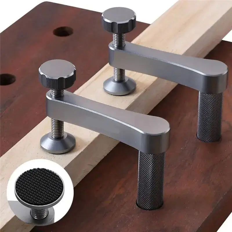 ABKW-2Pcs Bench Dog Clamp With Non-Slip Pad 19Mm Hold Down Clamp Aluminum Adjustable Table Clamps For Woodworking Tool Vue