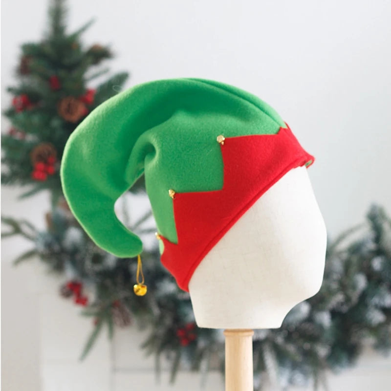 Kids Plush Elf Hat with Bell – Christmas Santa Helper Cap Kids Holiday Hat Vue