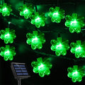Solar St Patricks Day Decorations Shamrock String Lights 22M 200Led Lucky Clover Green Lights Outdoor Waterproof 8 Mode Light Vue warm white 5M 20LED