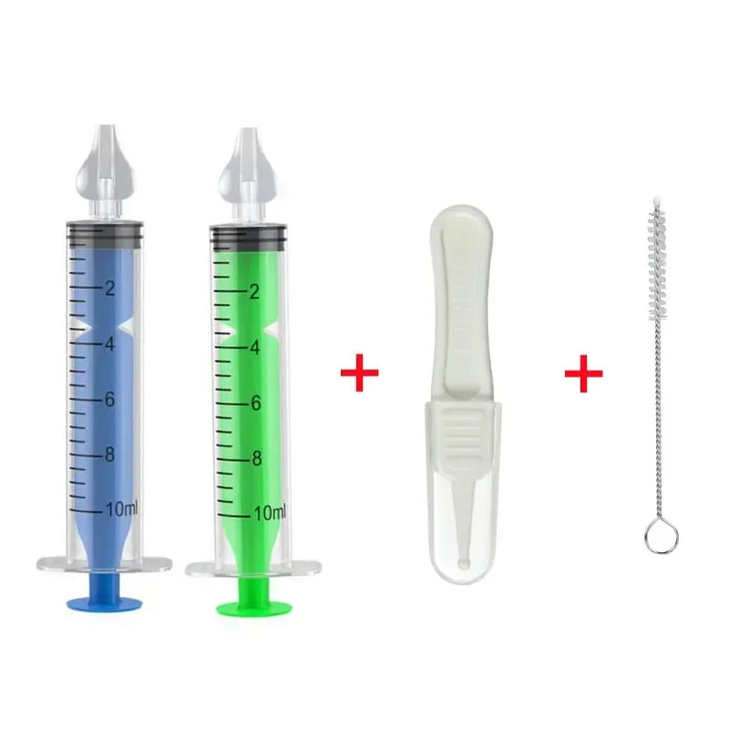 vvocci Baby Nose Cleaner Baby Brush & Tweezer with Cleaning Needle Tube Aspirator NasalSyringe Nasal Irrigator Nose Wash Tool Vue B364-4Pcs Set MixedB