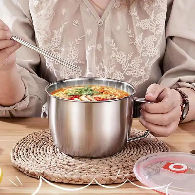 Food Grade 304 Stainless Steel Children Soup Bowl Single Ear Anti Scalding Handle Durable Noodle Cup for Toddler Meals Vue