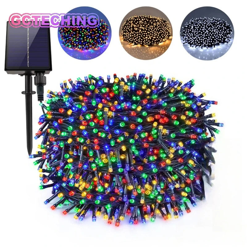 100cM Outdoor Solar String Fairy Light Waterproof Garland Large Solar Panel Fast Charge Lamp for Christmas Party Garden Decor Vue