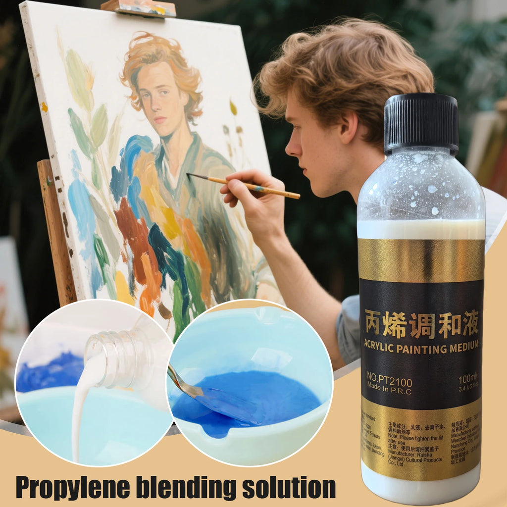 100ml Acrylic Fluid Medium Paint Thinner Art Acrylic Paint Thinner for Teachers Artists Palette Preparation Color Blending Craft Vue