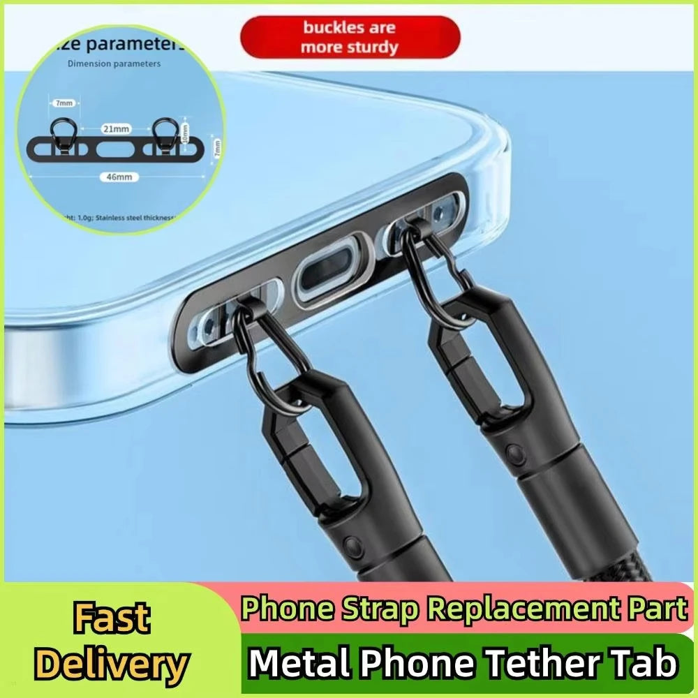 Ultra Thin Metal Mobile Phone Lanyard Patch Stainless Steel Card Anti Lost Hanging Rope Tab Double Buckle Replacement Gasket Vue