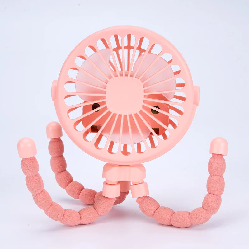 HOMEFISH Portable Baby Stroller Fan Oscillating Clip-on Mini USB Vue Pink