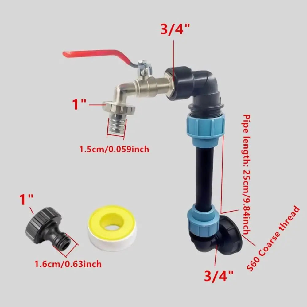 Metal Faucet IBC Tank Gooseneck 25cm Height Pipe Outlet Valve Faucet Adapter Connection Kit Durable Gooseneck Outlet Tap Vue