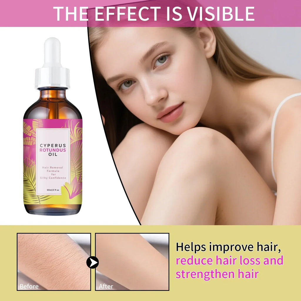 Hair Removal Oil 60ml Natural Hair Inhibitor with Jojoba Almond Oil Gentle Formula for Smooth Skin All Skin Types Vue