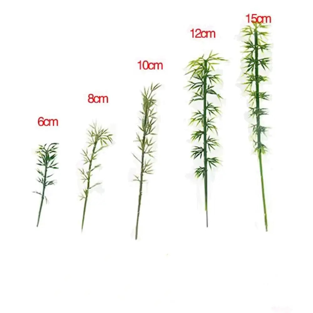 10pcs Plastic Miniature Bamboo Tree Small Simulated Sand Table Model Reusable Fake Micro Landscape Building Toys Vue