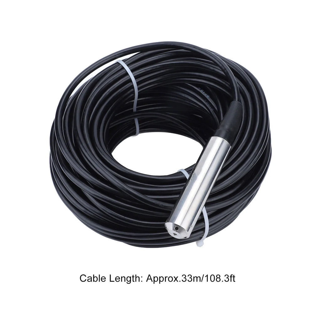 Water Level Sensor Anti Clogging Stainless Steel Liquid Level Transmitter 33m Waterproof Cable Corrosion Proof for Reservoir Vue