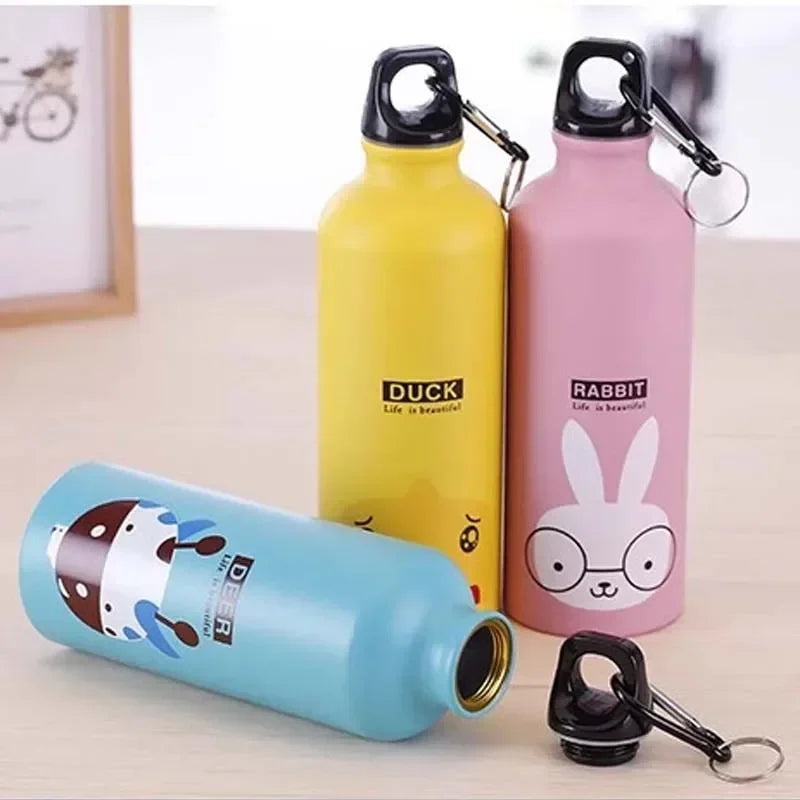 500ML Cartoon Aluminum Water Bottle Cute Animal Print Stainless Steel Water Bottle with Lid Insulated Mug Coffee Mug Vue