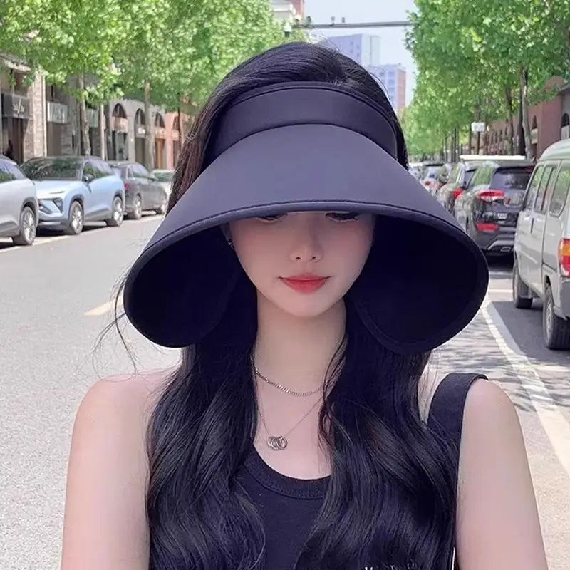 Women Wide Brim Summer Sun Hat Foldable UV Protective Hat for Beach Pool Holiday Travel Use Vue