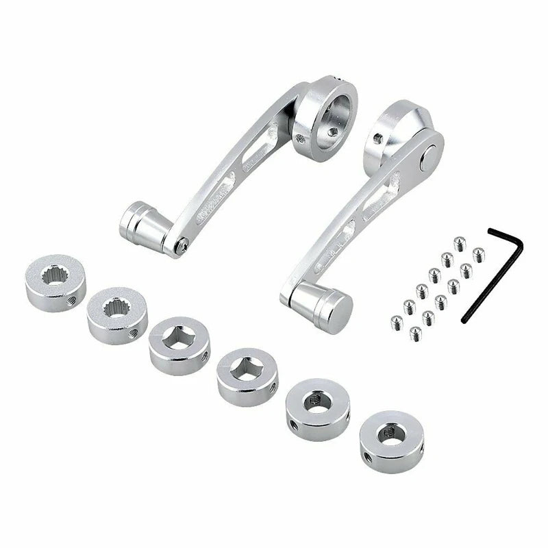 2Pcs/Set Universal Silver/Black Car Aluminum Alloy Window Rocker Handle Window Hand Crank Window Rocker Vue Silver