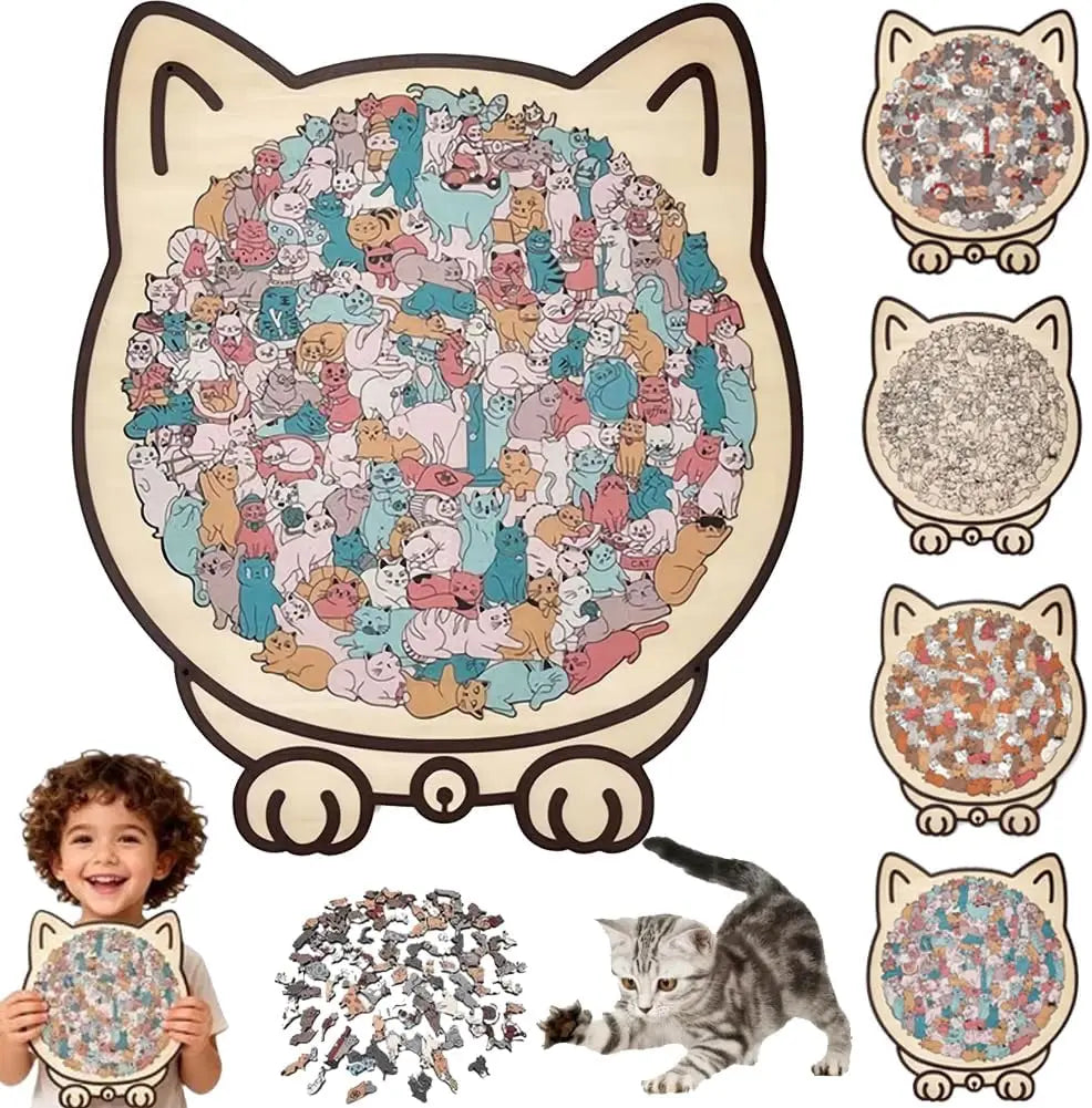 75 Piece Cat Shaped Wooden Puzzle DIY Animal Shape Wood Puzzle For Cats Lovers Home Decor Toys Vue