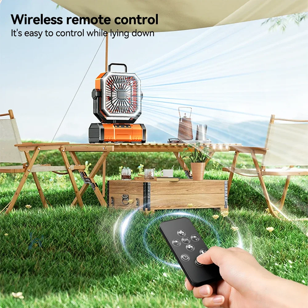 4-in-1 Multifunctional Fan with LED Light USB Outdoor Power Bank And Bluetooth Speaker—Ideal For Outdoor Camping And A Desk Fan Vue