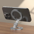 360° Rotatable Foldable Double-Sided Magsafe Phone Stand Strong Magnetic Finger Grip Holder Compatible iPhone 17 16 15 14 13 Vue Silvery