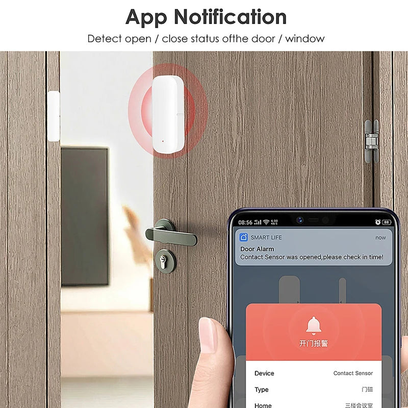Tuya Smart Door Sensor WiFi Smart Home Door Open/Closed Detectors Window Sensor Smart Life Works With Google Home Alexa Vue