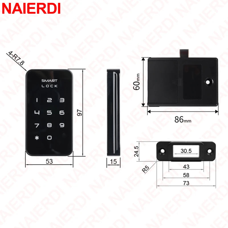 NAIERDI Electronic Cabinet Locks Digital Drawer Lock Combination Security Password Door Lock for Locker Keyless Safety Lock Vue