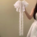 1-10PCS Lace Bow Ribbon Hair Claw for Women Elegant Vintage Barrette High End Hair Accessory for Party Wedding Daily Wear Vue White 1PC