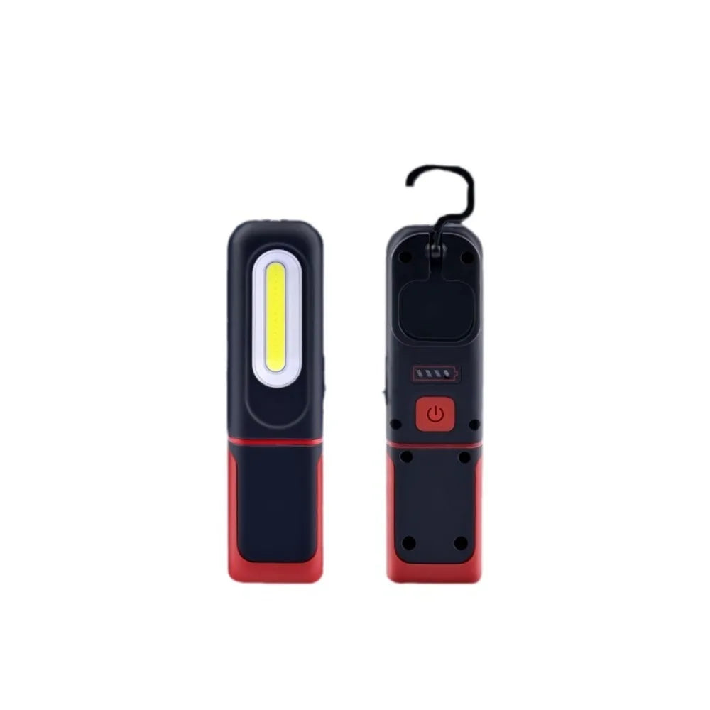 Super Bright LED Work Light USB Rechargeable Powerful Light USB Rechargeable Flashlight with Hanging Hook 360° Rotation Vue Red