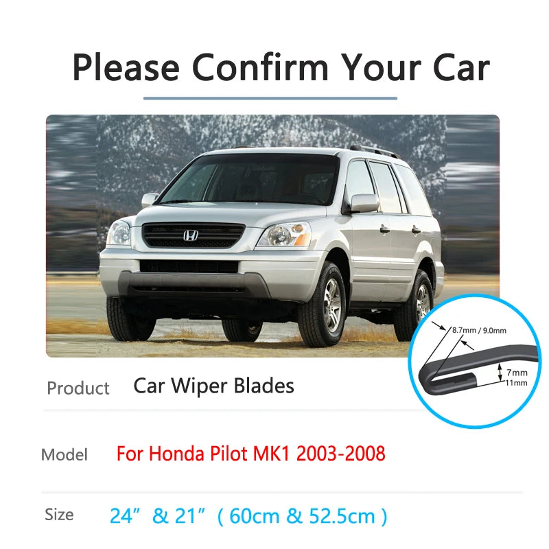 Front Wiper Blades for Honda Pilot MK1 2003–2008 | All-Weather Windshield Wiper Blades Vue