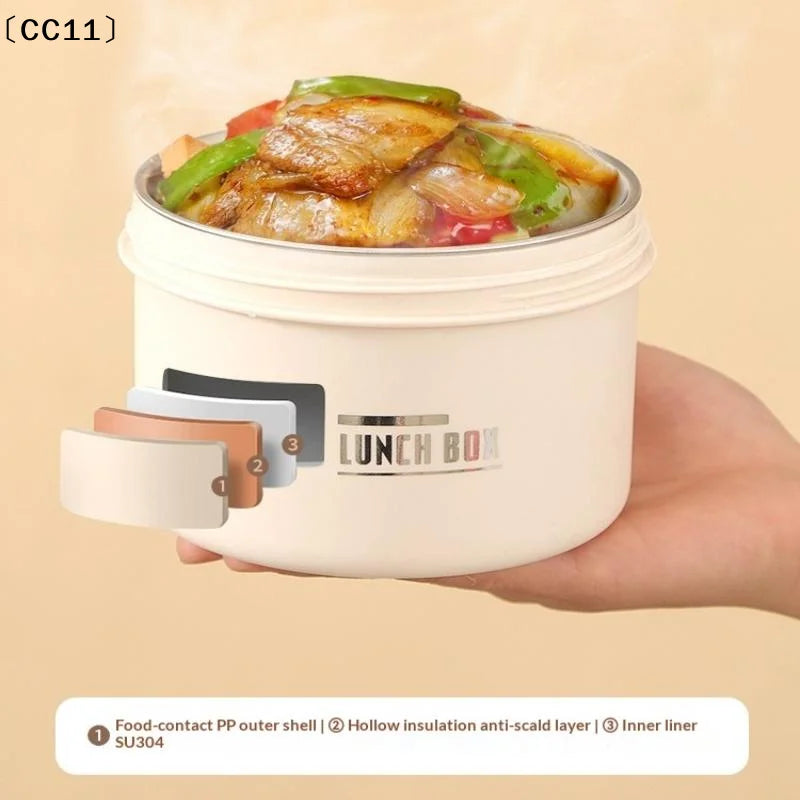 304 Stainless Steel Heat Preservation Lunch Box Round Food Container Large Capacity Cat Ear Handle〔CC11〕 Vue
