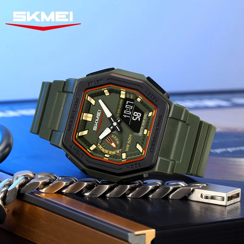 SKMEI 2438 Men's Military Digital Watch | LED & Waterproof Digital Sports Watch Vue