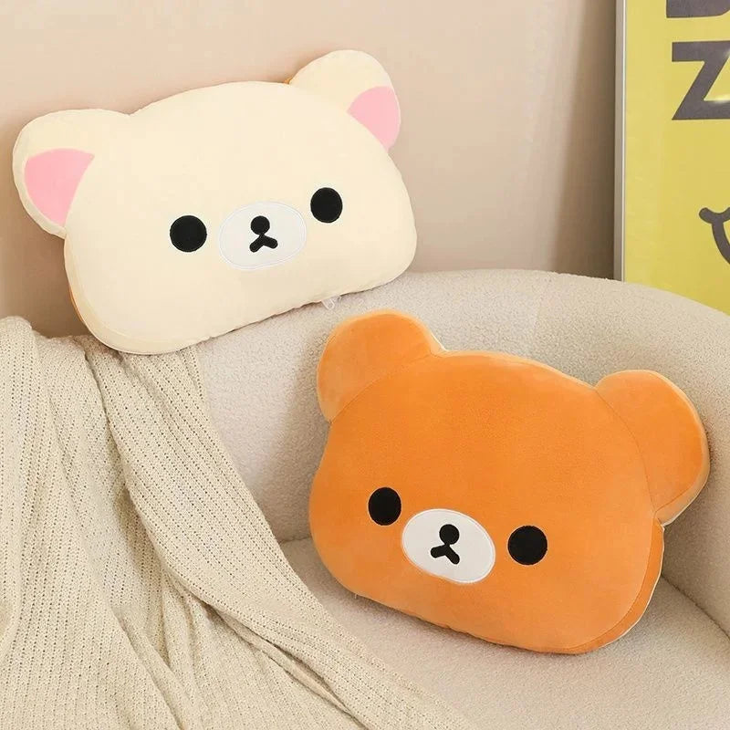 Rilakkuma Pillow Blanket Folding Air Conditioner Quilt Soft Nap Cushion Cartoon Bear Throw Blanket for Kids Adults Daily Use Vue