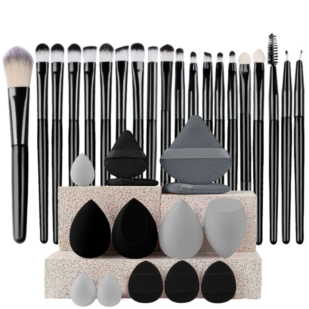 Makeup Brush and Sponge Set Professional Makeup Brush Set Beauty Blender Triangle Powder Puff Clean Powder Puff Vue ES-20BK-14PF