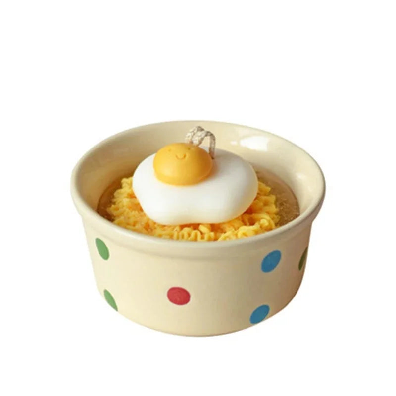 Birthday Noodle Scented Candle Novelty Cute Egg Instant Ramen Gift For Best Friend Party Table Centerpiece Cozy Home Display Vue