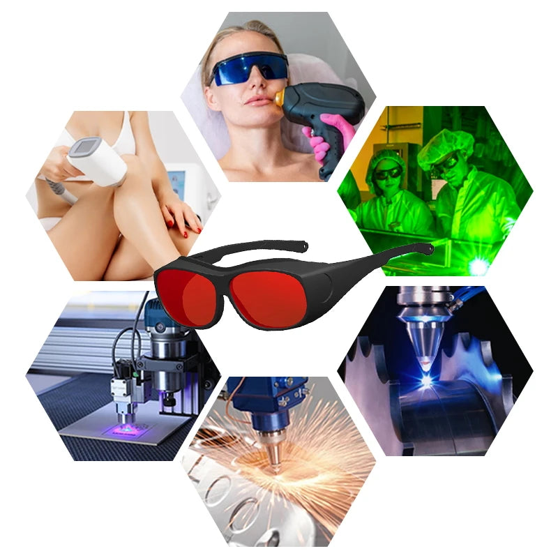 Laser Goggles ANSI Z87.1 Approved OD7+ 800-1100nm Impact-Resistant PA Frame Laser Lenses for High Power Fiber Laser Cutting Vue