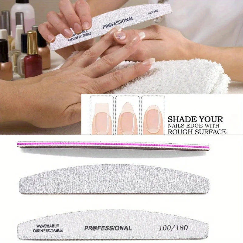 3Pcs 5Pcs Double Sided Nail File Buffer 80 100 180 Grit Professional Nail Art Trimmer Tool Vue