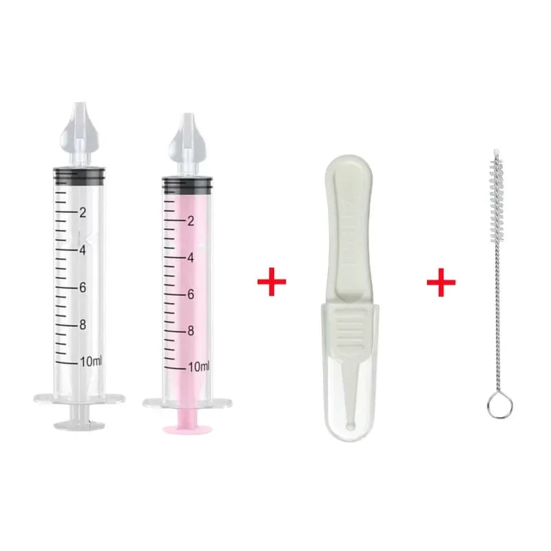 vvocci Baby Nose Cleaner Baby Brush & Tweezer with Cleaning Needle Wash Tool Tube Aspirator NasalSyringe Nasal Irrigator Nose Vue B364-4Pcs Set MixedD