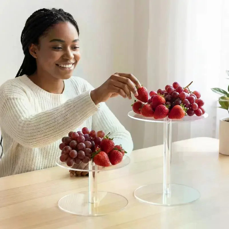 Transparent Acrylic Cake Rack Round Cake Stand For Desserts Cupcake Pastry Candy Display Stand For Wedding Event Birthday Party Vue