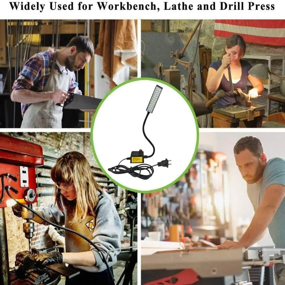 30 LEDs Sewing Machine Light Universal Hose Dimmable Gooseneck Work Lamp Rotary Switch No Flicker Industrial Work Light Lathe Vue