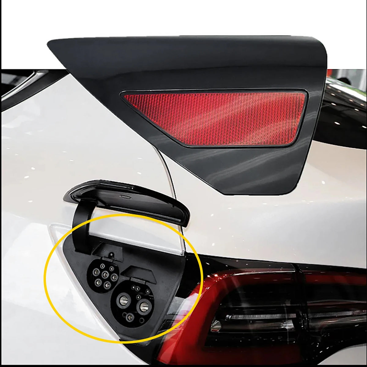 Car Rear Door Side Reflector Cover Charging Port Cover Tail Light Cover Trim for Tesla Model 3 Y 2017-2023 110078199D 108485499J Vue