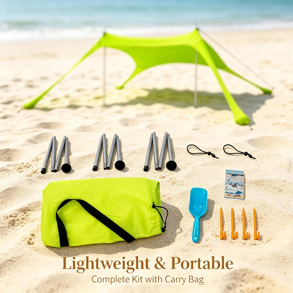 Beach Stretch Tent 2×1.6m Pop-Up Sun Shelter for 2-3 People Beach Sun Shelter Tent Vue