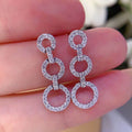 Huitan Silver CZ Long Dangle Earrings – Geometric Circle Drop Dangle Drop Earrings Vue E4901