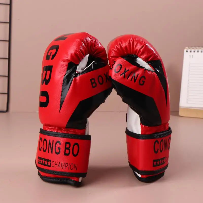 Kids Professional Boxing Training Sparring Gloves PU Leather Vue Red