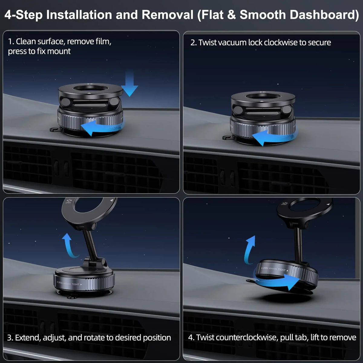 Magnetic Car Phone Holder, Three-axis Rotation For Free Adjustment｜A Convenient Choice For Multiple Scenarios Vue
