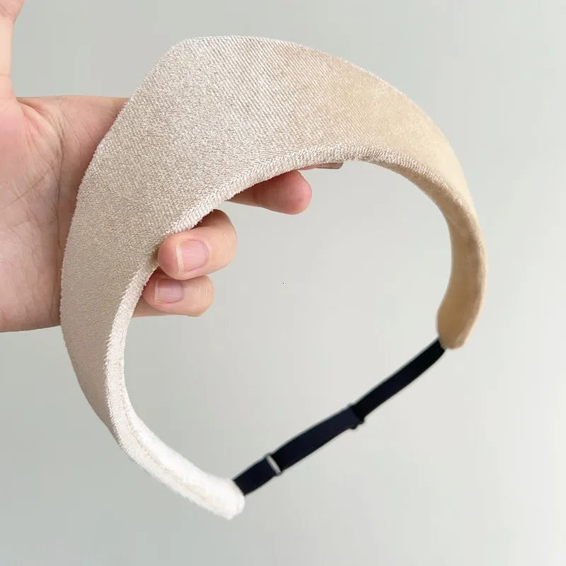 Retro Velvet Women Headband Smooth European and American Hairpin Headband Hair Hoop Lady Headwear Styling accessories Vue beige